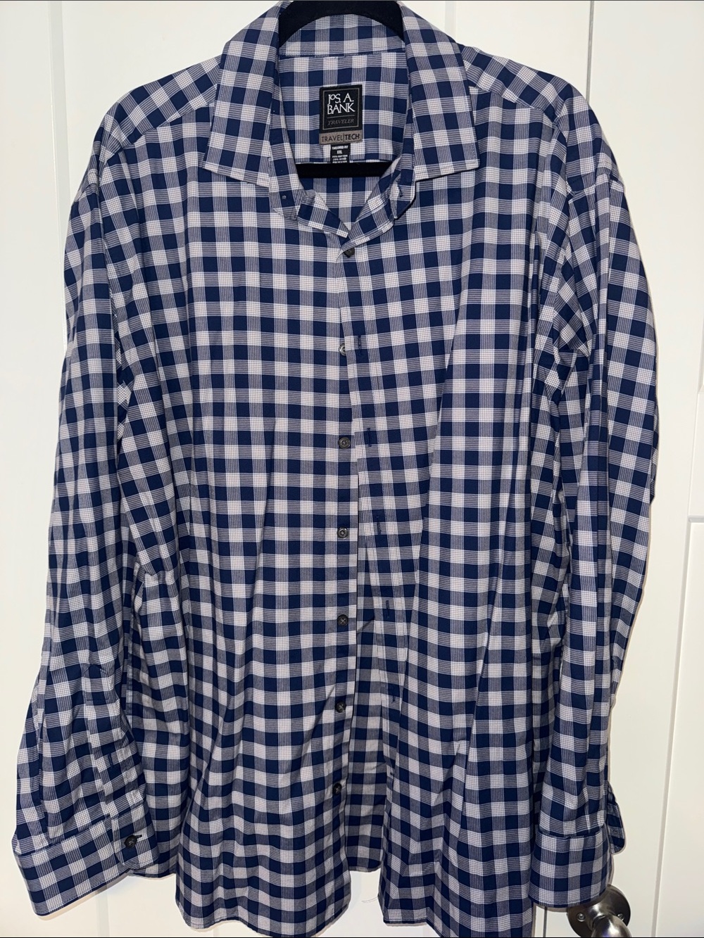 Jos. A. Bank Navy and White Check Casual Button-Down Shirt